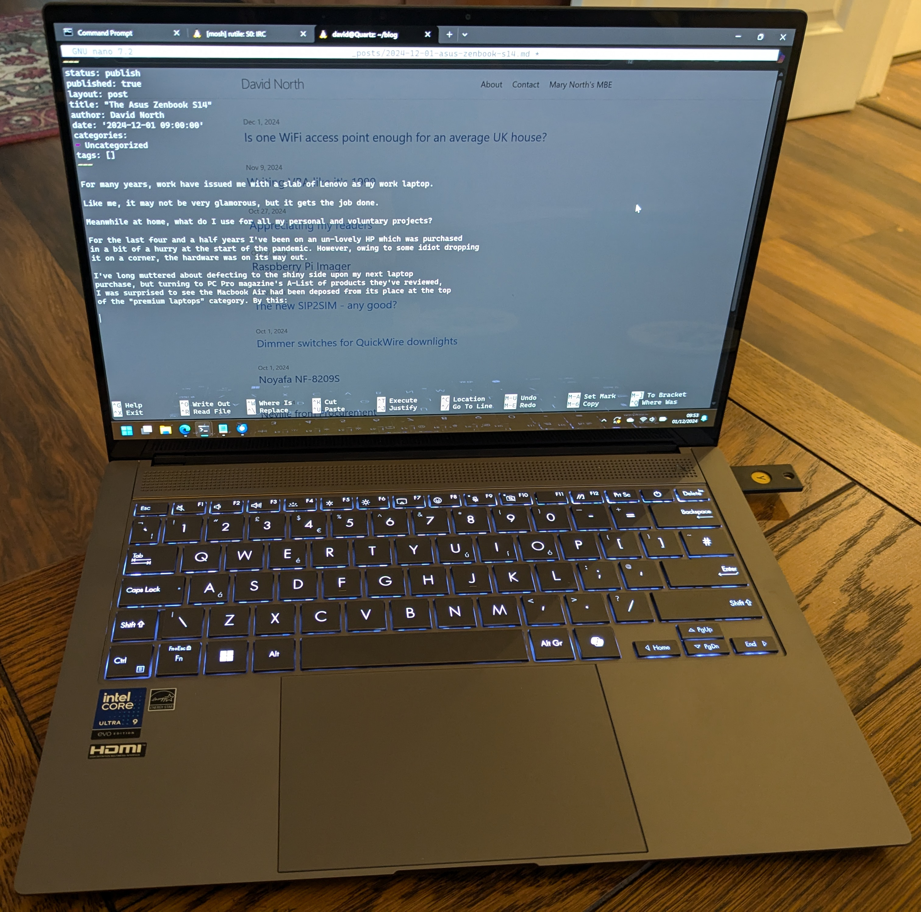 Asus Zenbook S14 on my coffee table